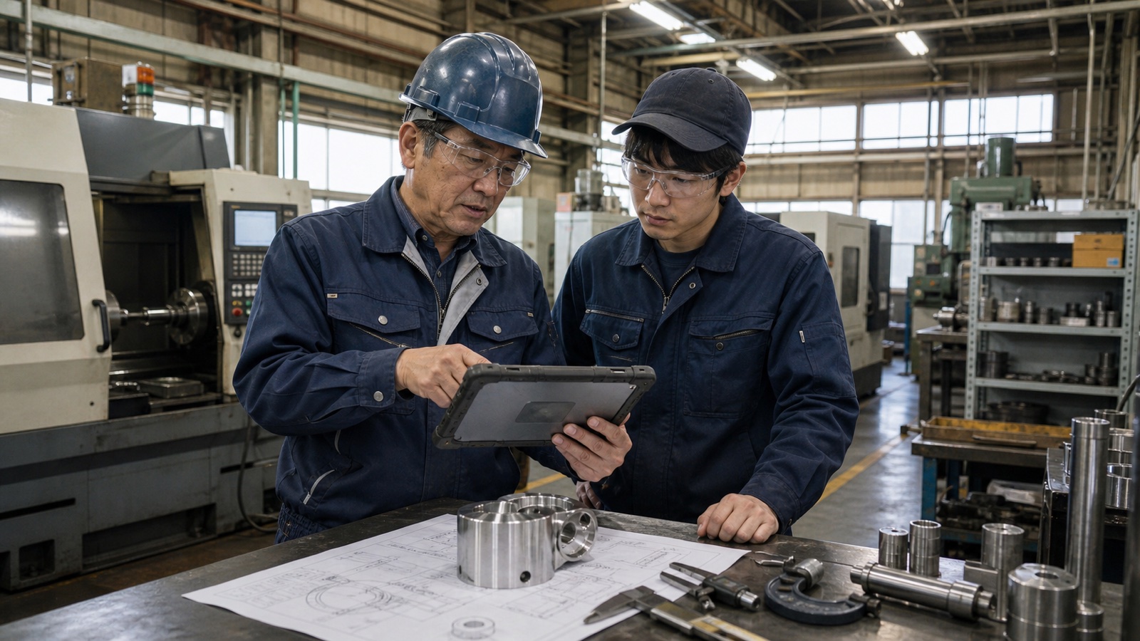 新居浜市の製造業（金属加工・機械加工・設備保全）の現場 - AI導入支援イメージ